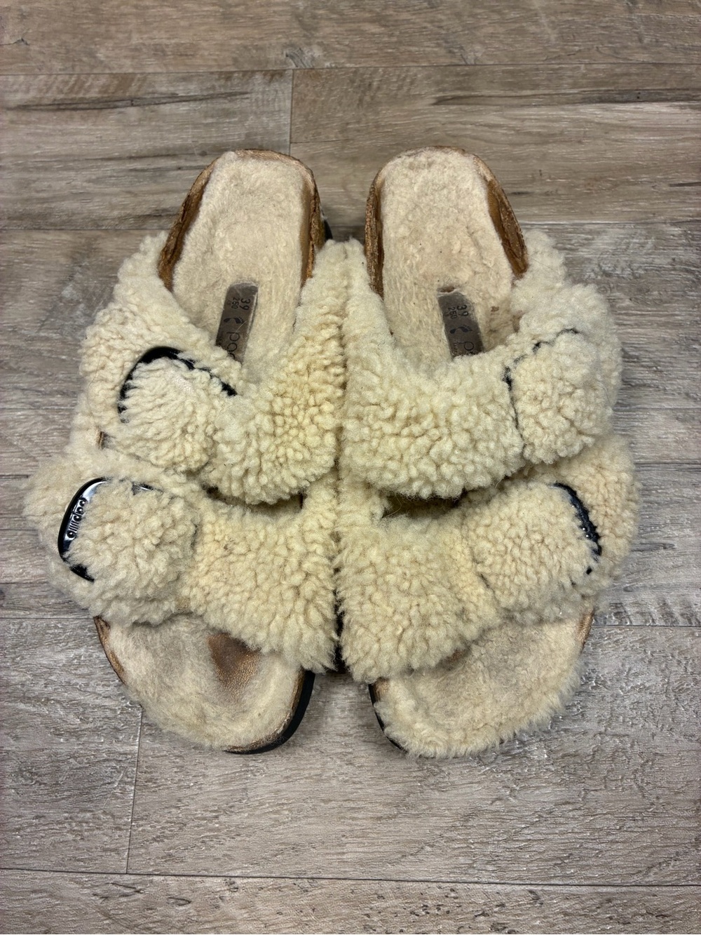Birkenstock Papillio Big Buckle Shearling Teddy Arizona Sandals